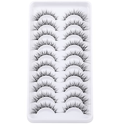 False Eyelashes Natural Look Lashes Cat Eye Short Eyelashes 3D Wispy Faux Mink Lashes 14Mm Clear Band Fox Lash By Winifred #TOP4