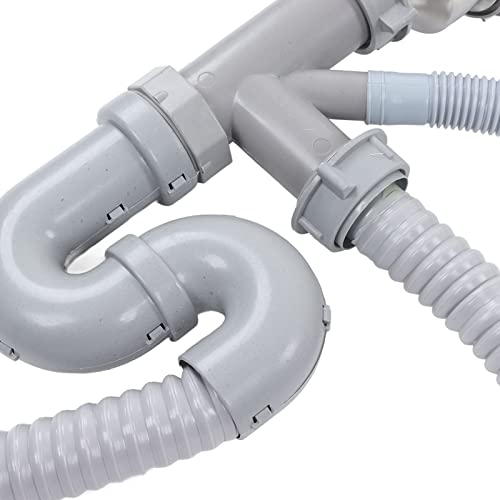 Abflussrohr Für Küchenspüle, Doppeltes Küchenspüle-Abfluss-Set Küchenspülen-Abtropfrohr S-gebogen Abwasserrohr-Set Waschbecken-Abflussrohr für Badezimmer zu Hause