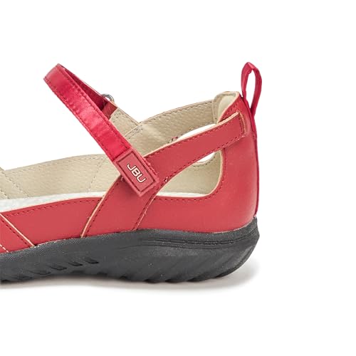 Zapatos planos Mary Jane JBU contra el cansancio: camina cómoda en color rojo 5