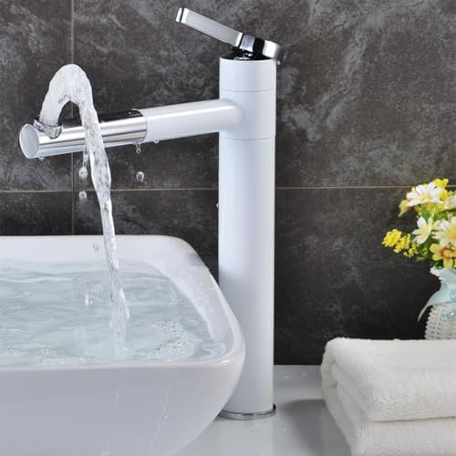 Mitigeur de lavabo blanc eau chaude froide avec flexibles standards - 5