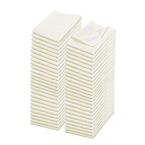 WHITEWRAP Flour Sack Towels| TeaTowel for Crafts| Kitchen Dish Cotton Blank Towel for Embroidery|Baking Bread Proofing Linen Cover| Thick Absorbent Quick Dry| 50 Pack15 x25 Natural
