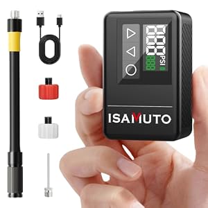 Inflador Eléctrico Bicicleta 120 PSI, Mini Compresor de Aire Portátil con Pantalla Digital, Bomba Bicicleta Recargable Compatible con Válvulas Presta y Schrader para Bicicleta MTB y Carretera