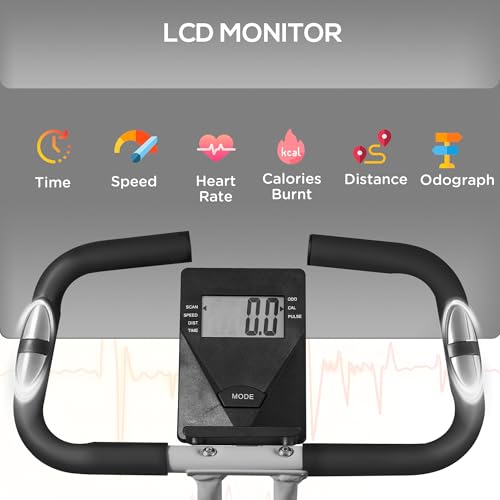 SPORTNOW Folding Exercise Bike, Quiet Stationary Bike with 8-Level Magnetic Resistance, Heart-Rate Sensor, Adjustable Seat and Wheels for Home Gym Workout - Image 4