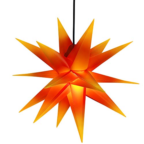 ETiME 60cm Außenstern Rot - Gelb Weihnachtsstern 3D beleuchteter Stern Adventsstern Leuchtstern mit 18 Spitzen Faltstern wetterfest (Rot mit gelben Spitzen Klassisch) Cover