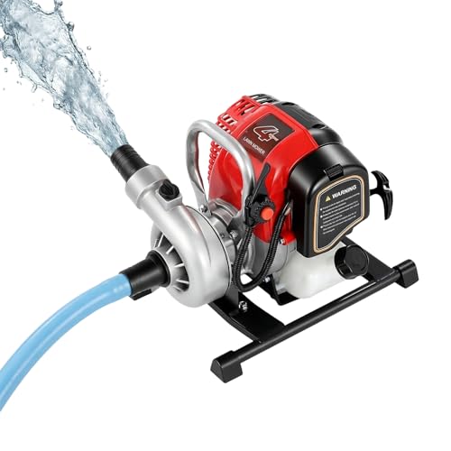 1.5 Inch Trash Pump 1.6HP 66 GPM Semi-Trash Gas Powered Water Pump 4-Cycle Engine 92ft Lift Portable Gasoline Engine Water Pump 23ft Suction for Outdoor Use Farmland Watering Garden Irrigation