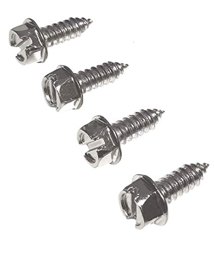 Stainless Steel License Plate Screws | Rust Proof Screws License Plate Set of 4 Front or Rear Chrome Locking Screws | License Plate Security Screws to Secure Frames and Covers by USA Fastener Company