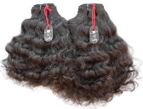 IDM Natural Raw Indian Hair Weft Bundles, Soft Curly, 100% Human Hair