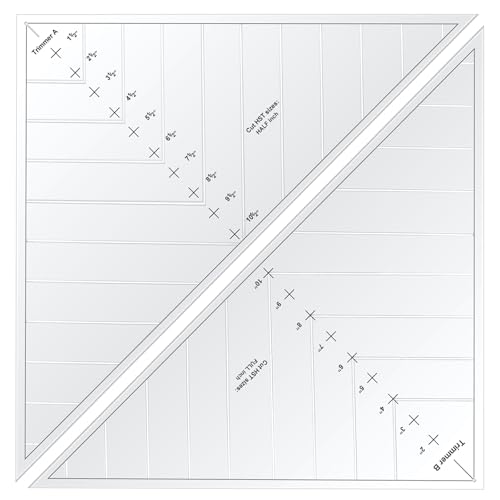 Kigley 2 Pcs Clearly Perfect Slotted Trimmers for Quilting PVC Quilting Template and Ruler for Accurate Cutting and Trimming Sewing Supplies for DIY Half-Square Triangles Strip Piecing