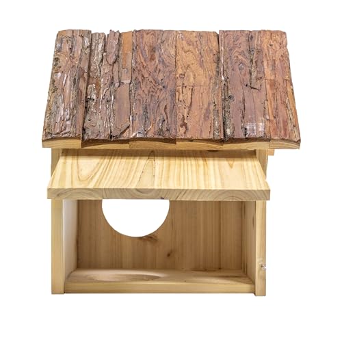 mgc24 Eichhörnchenhaus - Eichhörnchenkobel, Eichhörnchen Nistkasten zum Aufhängen für Garten und Balkon, aus Holz wetterfest, Naturoptik mit Rindendach, 25,2 x 26 x 29 cm