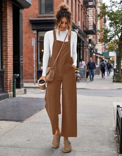 Ekouaer Corduroy Overalls for Women Casual Loose Jumpsuits with Pocket - image 2