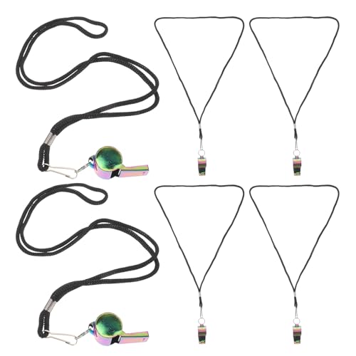 Set de 6 silbatos deportivos de acero inoxidable con cuerda miniatura 1