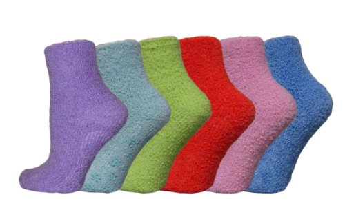Gilbins Plush Multi Color Fun Thick Striped 6 Pack Anti Skid Fuzzy Socks2