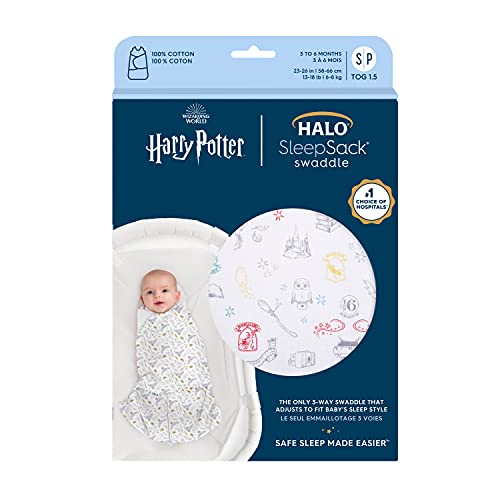 Image of HALO Harry Potter 100% Cotton Sleepsack Swaddle, 3-Way Adjustable Wearable Blanket, TOG 1.5, Harry Potter Enchanted, Small, 3-6 Months