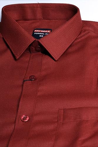 Image of Cotton Blend Formal Shirt for Men | Full Sleeve, Regular Fit, Button Down, Palin & Stylish Collared Neck | Breathable Lightweight Fabric for Office, College Meetings & Gathering