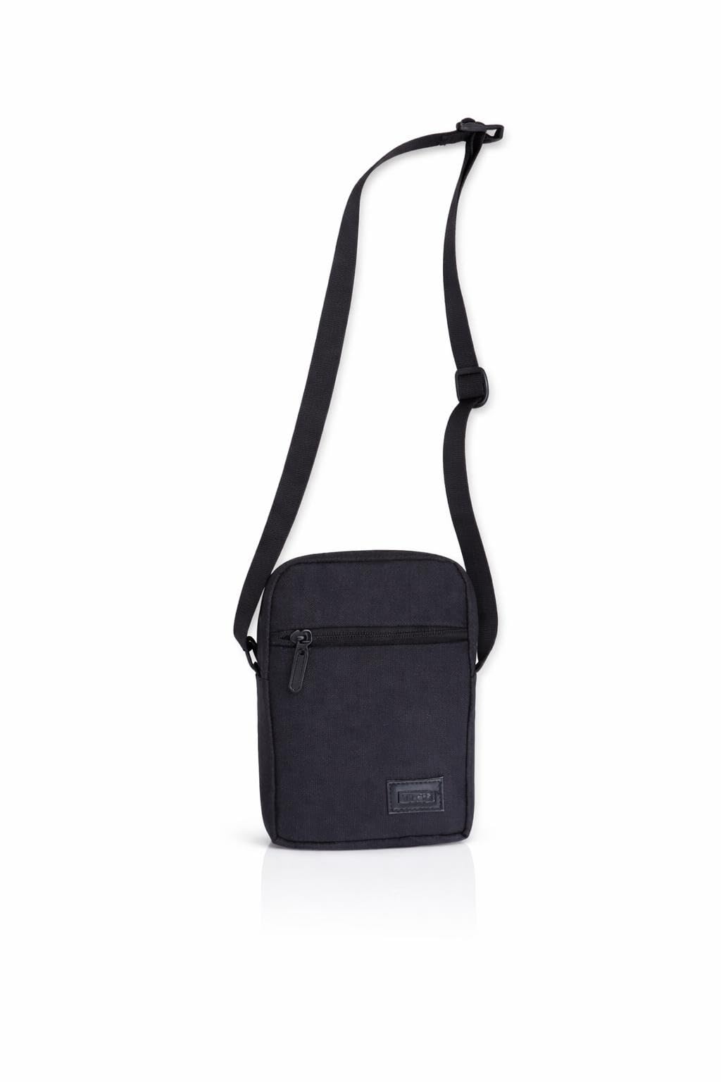Z Mini Sling – Carbon Black. Sleek unisex crossbody, water-resistant and lightweight. Safely fits passport, phone & wallet with an adjustable strap.-image-9