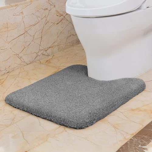 Image of VANZAVANZU U Shaped Toilet Bath Mat, Dark Gray, 20 inchx24 inch