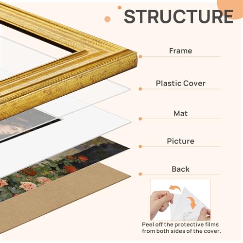 Image of upsimples Vintage 18x24 Frame, Antique Gold Frames Display 16x20 with Mat or 18x24 Poster Without for Vertical or Horizontal Wall Decor, 1pack | Fit 16x20 and 18 x 24 Poster, Wall or Tabletop Display, Antique-style Decoration, Rustic Farmhouse Decor, For Weddings
