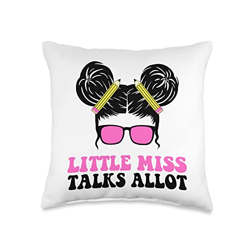 Little Miss Talks For Girl 1st 2nd Two 3rd 4th 5th Toddler Throw Pillow