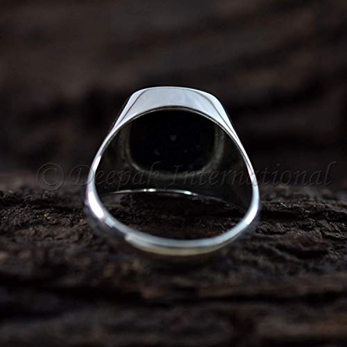 Snowflake Obsidian Ring, Natural Jewelry, Cushion Men's Obsidian Statement Ring, Obsidian Ring, Speckled Stone Ring, Sterling Silver Ring #TOP7