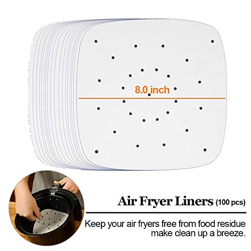Square Air Fryer Accessories 11 pcs with Recipe Cookbook Compatible for Philips Air Fryer, COSORI and other Square AirFryers and Oven, Deluxe Deep Fryer Accessories Set of 12-8 inch (Renewed)