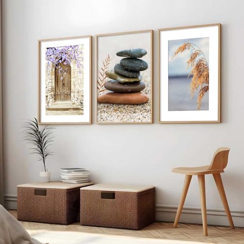Image of HOTHOUSE Abstract Art Home Decoration Abstract Paintings With Frame For Living Room Bed Room Hotel Wall Decor Digital Reprint Set of 3 (10X13 inch)