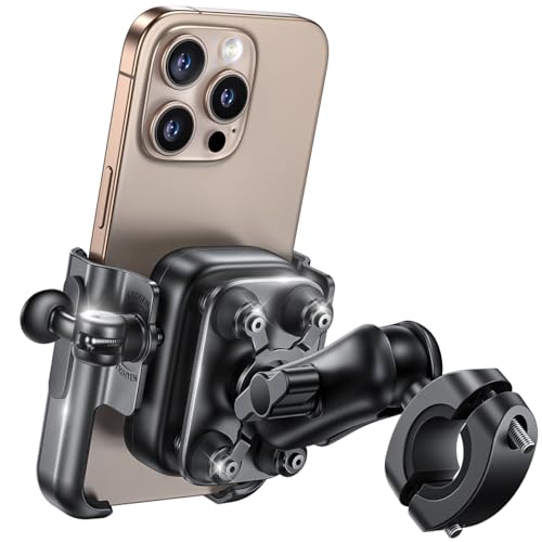 Lamicall Handyhalterung Motorrad, Fahrrad Handyhalter - [Ganzmetall & Ideal für Videos] Vibrationsgedämpfte Handy Halterung Motorrad, Lenker Halter mit Verlängerungsarm, für iPhone 17/16, 4,7-7,2 Zoll
