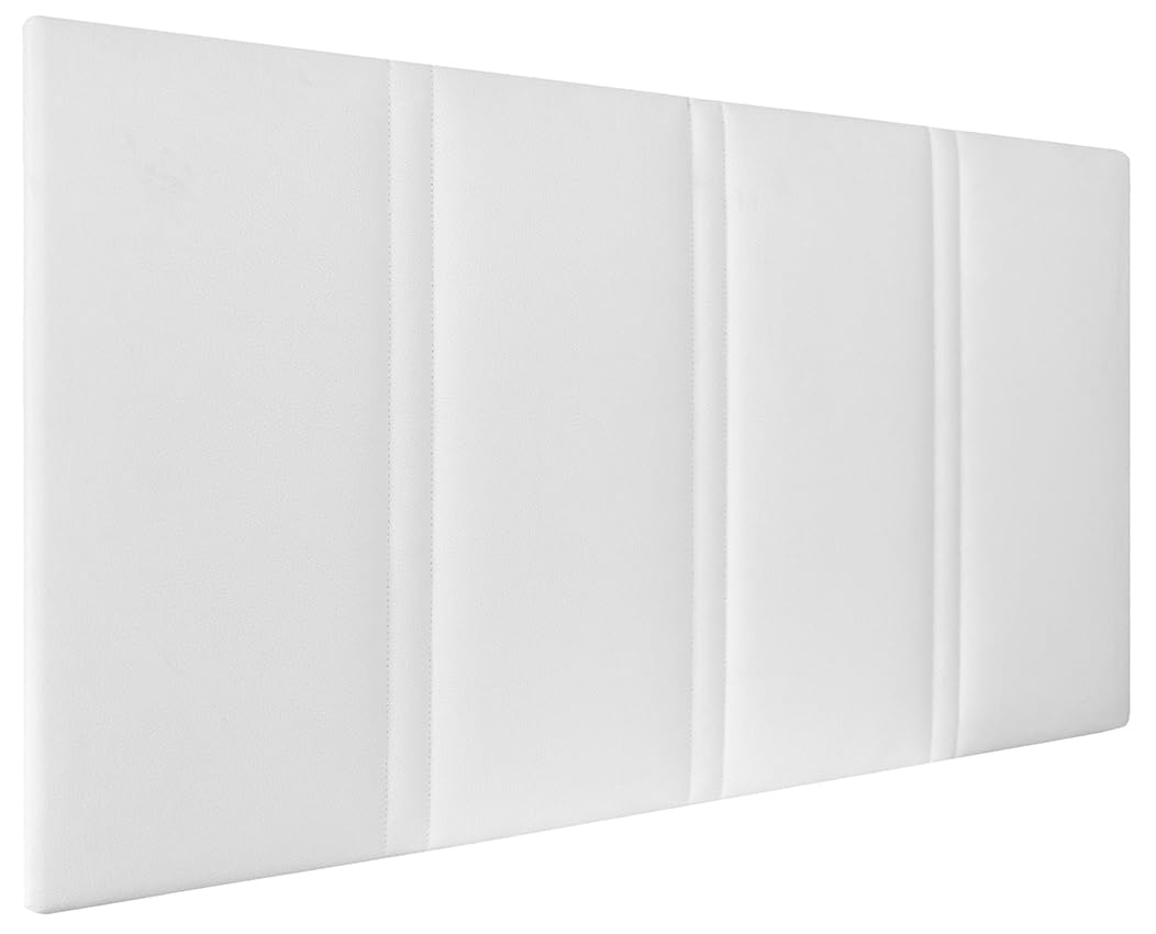 HOGAR24 ES | Cabecero Tapizado Amur | Cabezal de Cama Acolchado | Tapizado en Polipiel de Alta Gama | Color Blanco | Medida: 110x55x3 cm (Cama 105 cm)