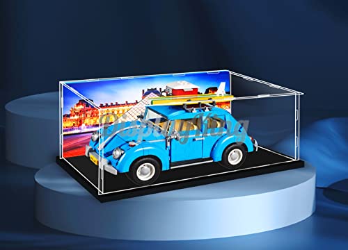 Acrylic Display case for Lego Volkswagen Beetle 10252 -3mm Thickness (Lego Set is not Included) (with Theme Background)