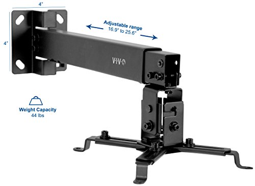 image for VIVO Black Universal Adjustable Wall Ceiling Projector Mount Bracket, 