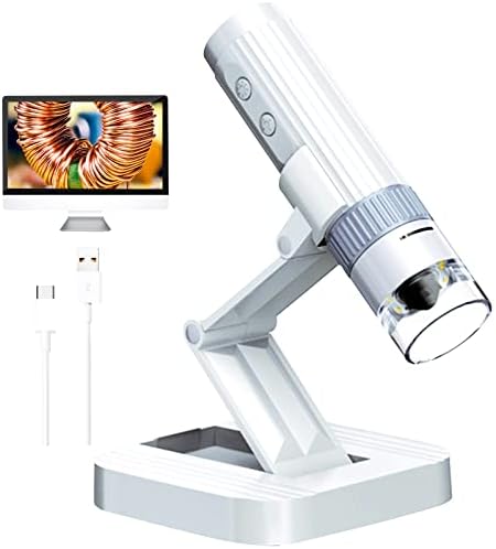 USB Digital Microscope, 50X-1000X Magnifying Coin Microscope.KMDES Portablel Handheld Pocket Microscope,8 LED Lights Adjustable, HD Microscope Camera, PC View, Microscope for Adults & Kids - White