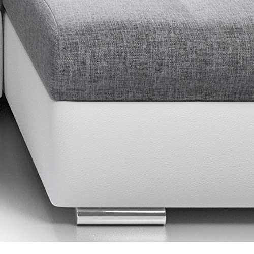 Canapé d'angle convertible Simon 255 cm Blanc/Gris