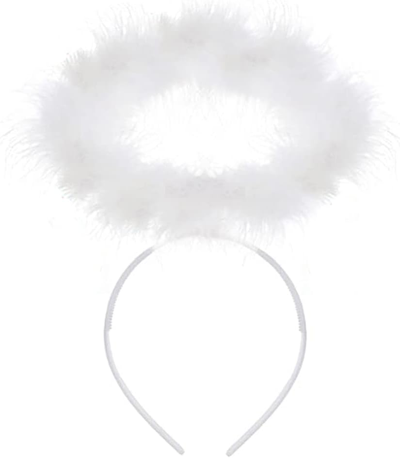 Angel Halo Headband Feather White Angel Hair Band Halloween Costume Accessory