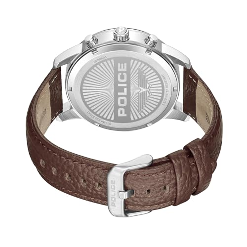 Image of Police Quartz Multifunction Black Dial Brown Leather Strap Watch for Men - PLPEWGF0040402