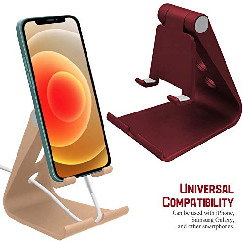 2 Packs Multi-Angle Adjustable Cell Phone Stand, Sourceton Portable Sturdy Plastic Desk Stand Mount Fits All Smart Phones Charging With Anti-Slip Base And Convenient Charging Port, Fits Mini Tablet #TOP1