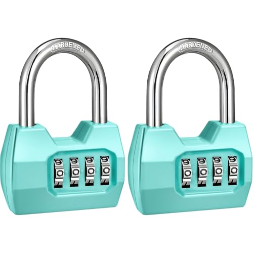 Disecu® Lot de 2 cadenas à combinaison à 4 chiffres à anse large résistant aux intempéries pour casier d'école, casier de gym, portail, clôture, abri...