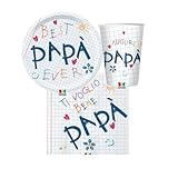  ipt Accessori Tavola Festa del papà Kit n2 addobbi Party a Tema Compleanno Auguri papà con Baffi Coordinato colorato Allegro e Divertente per Il Padre Numero Uno