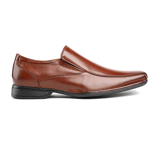Bruno Marc Men's Classic Dress Loafers Square-Toe Slip-on Shoes,Size 11,Brown,Giorgio-1