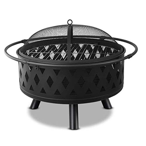 BKSXSOP Mesa con fogata Exterior 2 en 1, Parrilla de Barbacoa de Acero Resistente de 75 cm para Quemar leña.