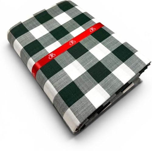 Image of JHABAK'S Cotton Blend Unstitched Checkered Fabric for Men - 2.35m Shirt Piece / 3m Kurta Piece - Width 36 Inches