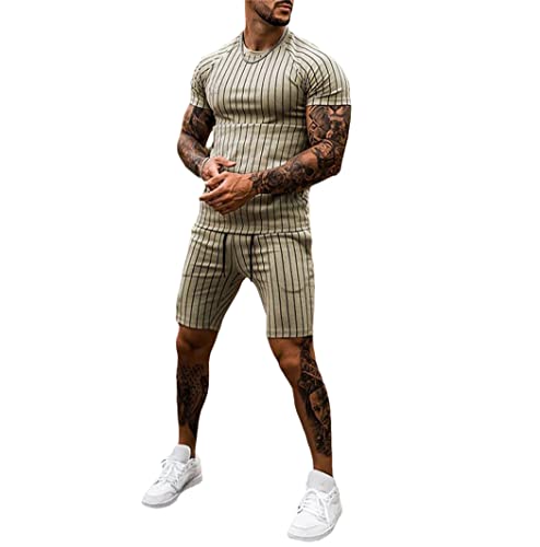 Survêtement d'été homme ensemble short et t-shirt léger tenue sport décontractée imprimée