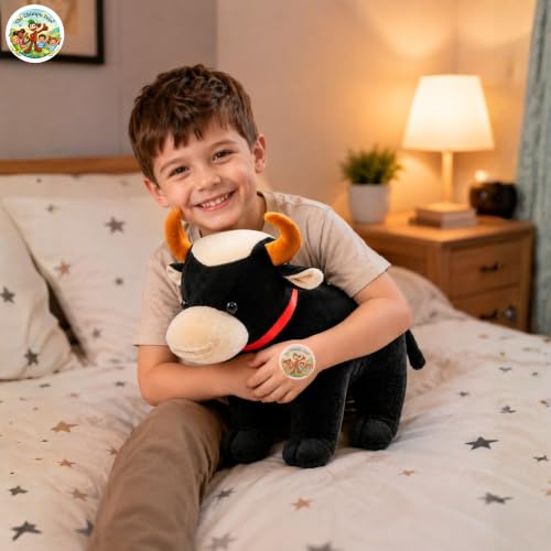 Image of Buffalo Soft Toy 35 CM Plush Stuffed Animal for Kids | Ultra Soft Buffalo Teddy | Cute Wild Animal Plush Toy | Washable Cuddly Toy for Boys, Girls & Babies | Birthday Gift