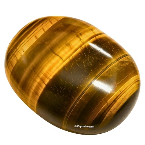Image of Certified Tiger Eye Agate Palm Pebbles Stones For Anxiety Stress Relief | AAA Grade Original Healing Gemstone Agate Palm Stone For Yoga Meditation Spiritual Reiki Feng Shui
