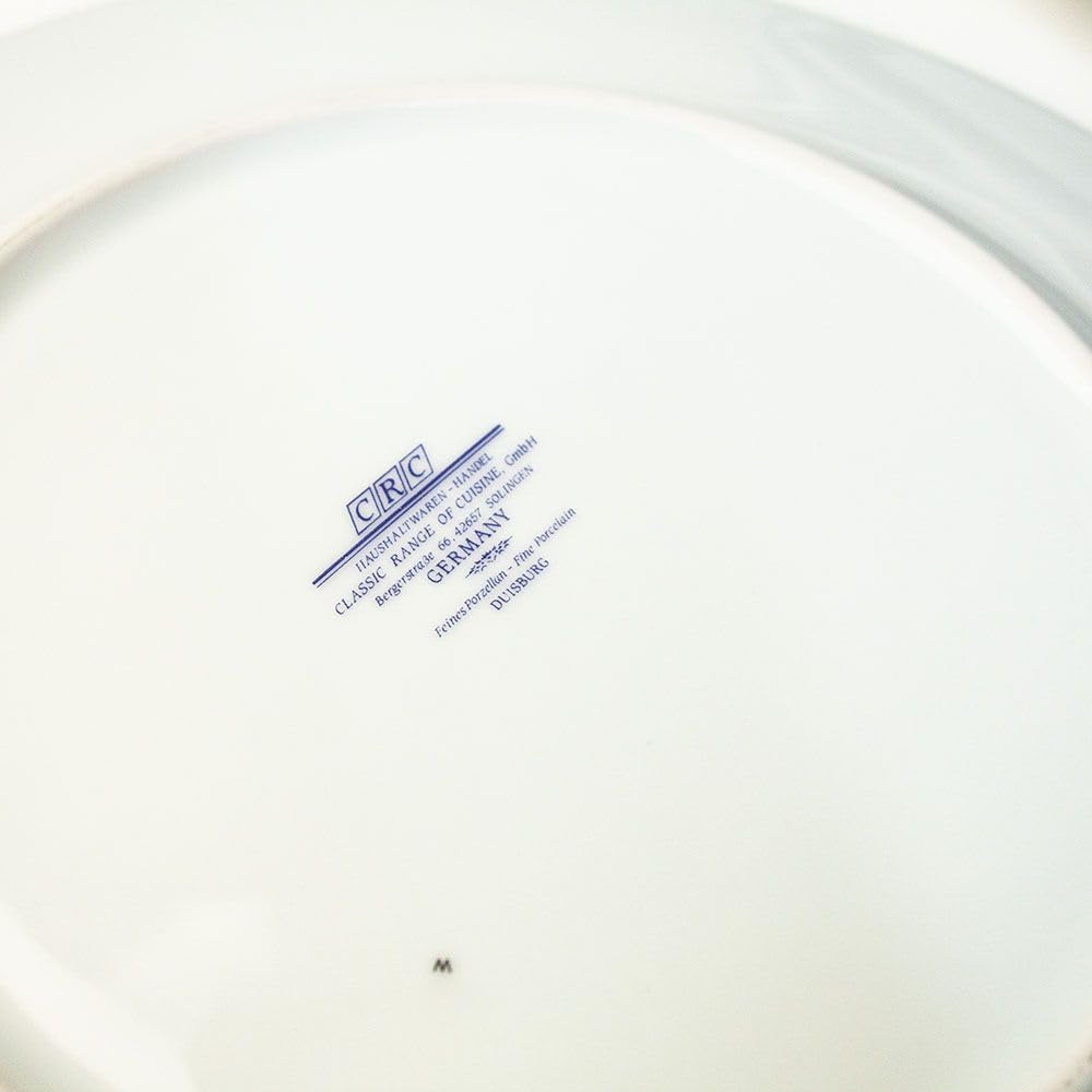 FranquiHOgar Platos de presentación (12 platos) Grandes 30 cm, Bajoplatos de Porcelana para Servir Clásicos | Juego de Platos Duisburg Blancos Decorados con Oro y un Toque de Azul Cobalto