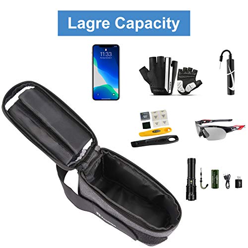 TOOLITIN Bike Phone Front Frame Bag with Water Bottle Holder, Removable Insulated Cup Bag with Tighter Buckle, Bicycle Bag for Mountain, Fixed Gear, Folding, Road Bikes - Thumbnail 2