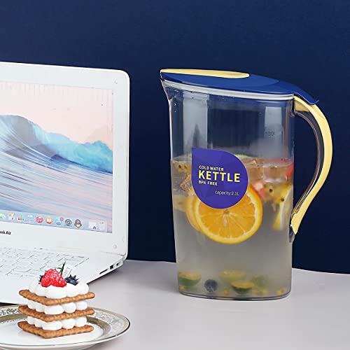 Berglander Fridge Door Water Pitcher with Lid Perfect for Making Tea, Juice and Cold Drink, 2.1L Water Jug Made of Clear PET, No Smell Clear Fiber Glass Carafe BPA Free - Image 6