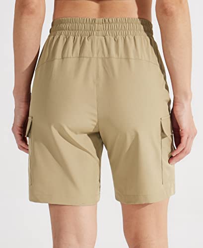 Libin Women's Hiking Cargo Shorts 7" Casual Golf Athletic Active Shorts Lightweight Quick Dry Pockets Khaki L #TOP1