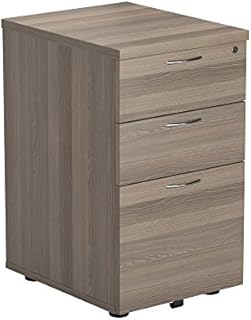 Office Hippo Heavy Duty Pedestal Filing Cabinet, File Cabinet, Office Cabinet with Anti-Tilt Mechanism, Lockable Filing Cabinet, Versatile Under Desk Office Storage - Grey Oak, 3 Drawer