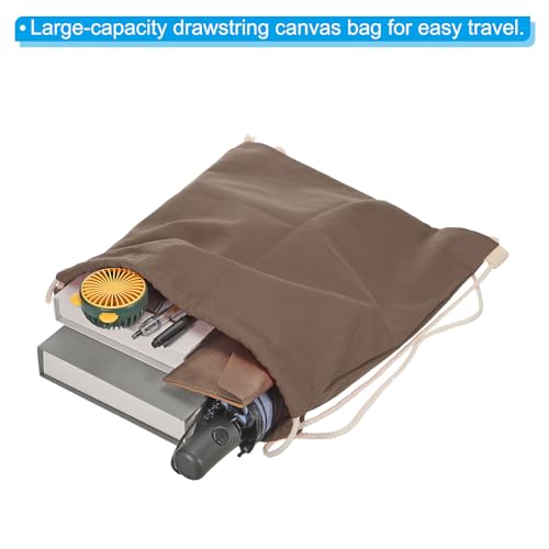 PATIKIL Cotton Drawstring Bags, Cotton Drawstring Backpack Foldable Sports Gym Bags for Women Men Gym Sports Trip, Brown by PATIKIL - Image 3