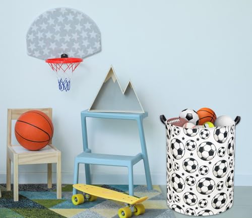 Image of Kids Laundry hamper Baby Hamper for Nursery Boy and Girl Hamper Cute Kids Toys Storage Bin Organizer Soccer Room Decor for Home(Soccer)