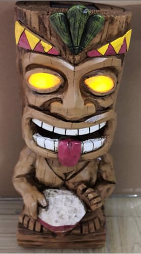 VP Home Welcome Tiki Statue with Surfboard - Solar Powered 14" Tiki